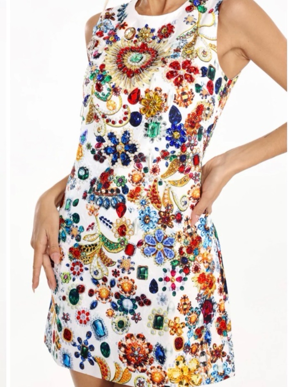 NWT Jewel Pattern Sleeveless Bella Barnett Mini Dress S - Picture 2 of 13